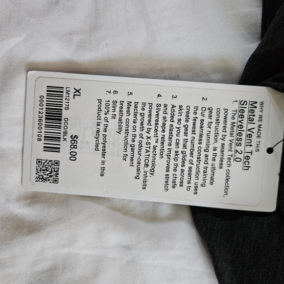 Lululemon Metal Vent Tech Sleeveless 2.0 DCO/BLK Tank Top Men's Size XLarge - Picture 5 of 5